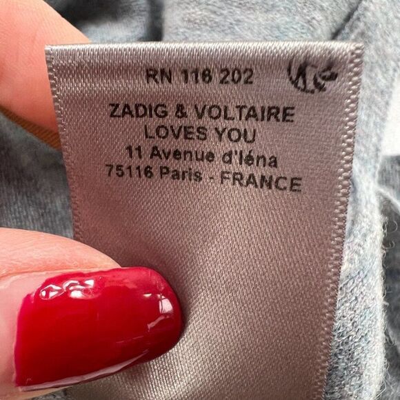 Zadig & Voltaire Rainbow Peace Sign Crewneck Cashmere Sweater Grey Size XS - Picture 8 of 10